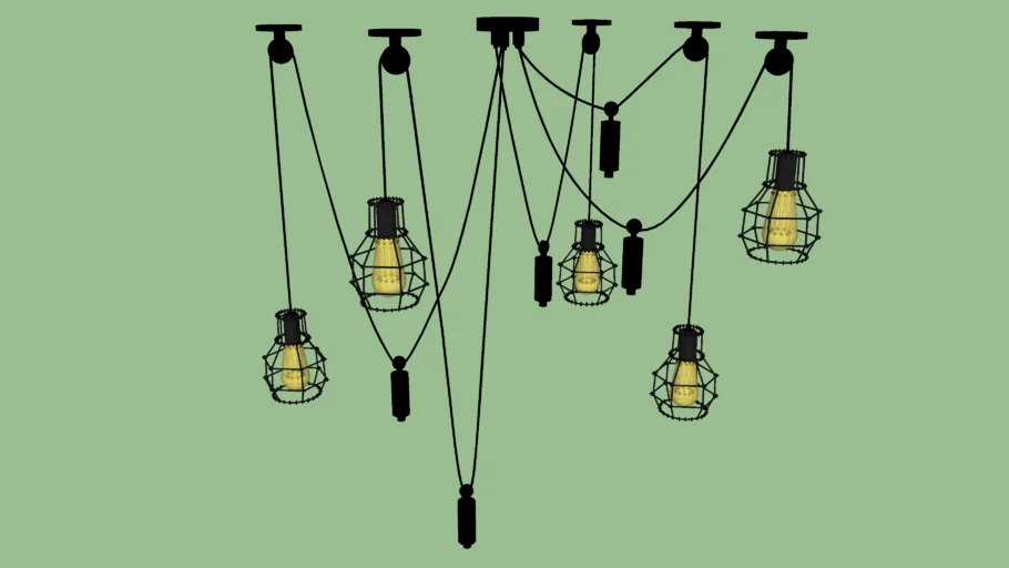 复古风工业吊灯SU模型 SU模型免费下载_sketchup模型