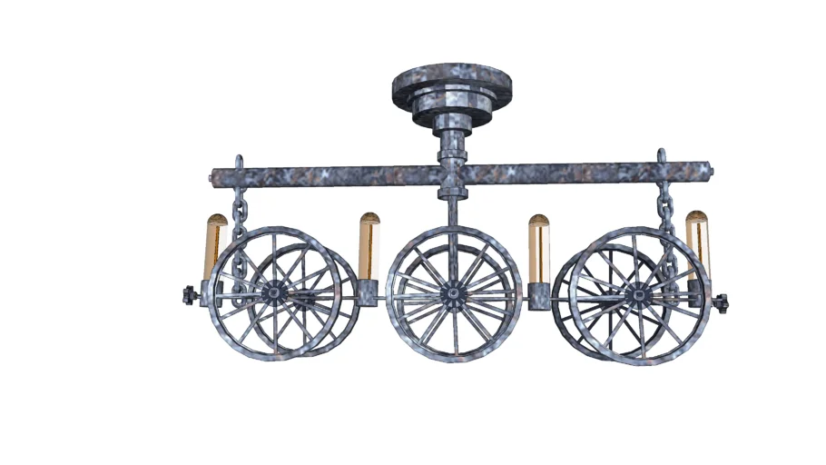 复古车轮工业风吊灯SU模型 SU模型免费下载_sketchup模型