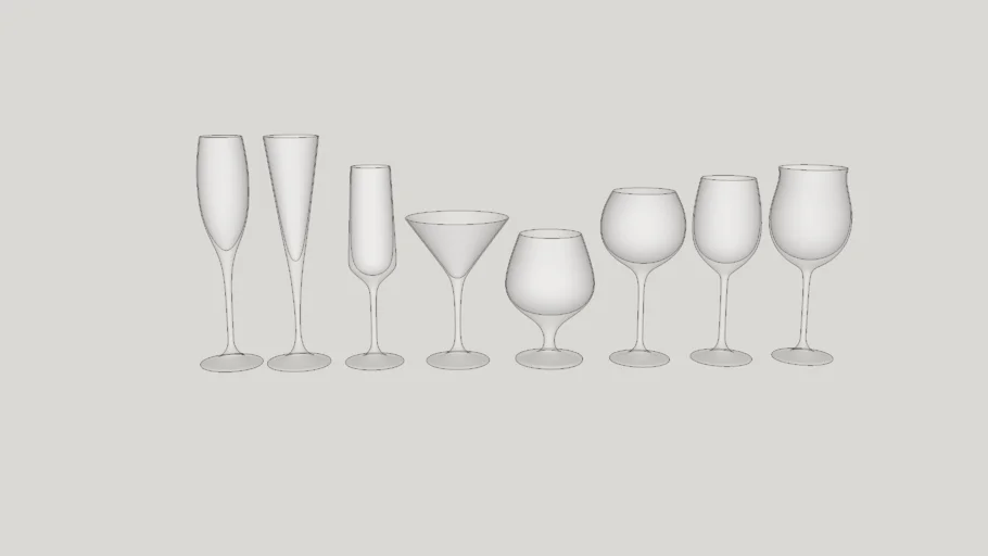 多款式高脚杯子组合SU模型 SU模型免费下载_sketchup模型