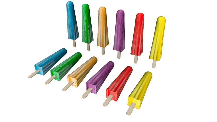 多色冰棒（经典棒冰）组合SU模型 SU模型免费下载_sketchup模型