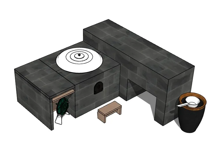 大锅灶柴火灶su模型 SU模型免费下载_sketchup模型