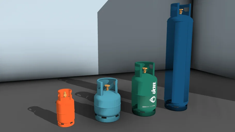 多规格燃气瓶组合SU模型 SU模型免费下载_sketchup模型