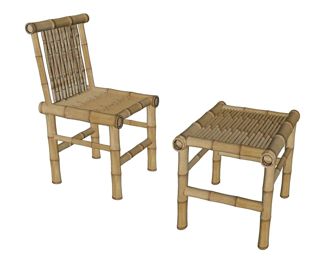 中式竹椅竹凳SU模型 SU模型免费下载_sketchup模型