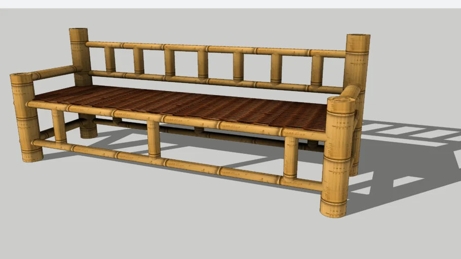 中式竹制长椅(竹椅)SU模型 SU模型免费下载_sketchup模型