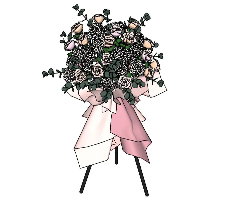 三脚架开业花篮SU模型 SU模型免费下载_sketchup模型