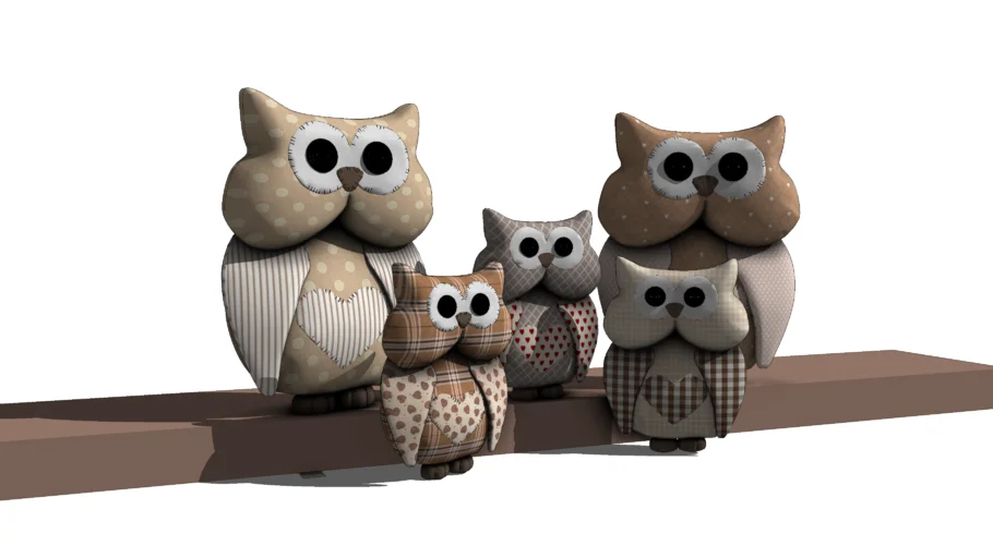 布艺猫头鹰摆件组合SU模型 SU模型免费下载_sketchup模型