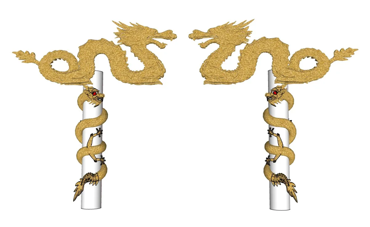 中式盘龙柱雕塑SU模型 SU模型免费下载_sketchup模型