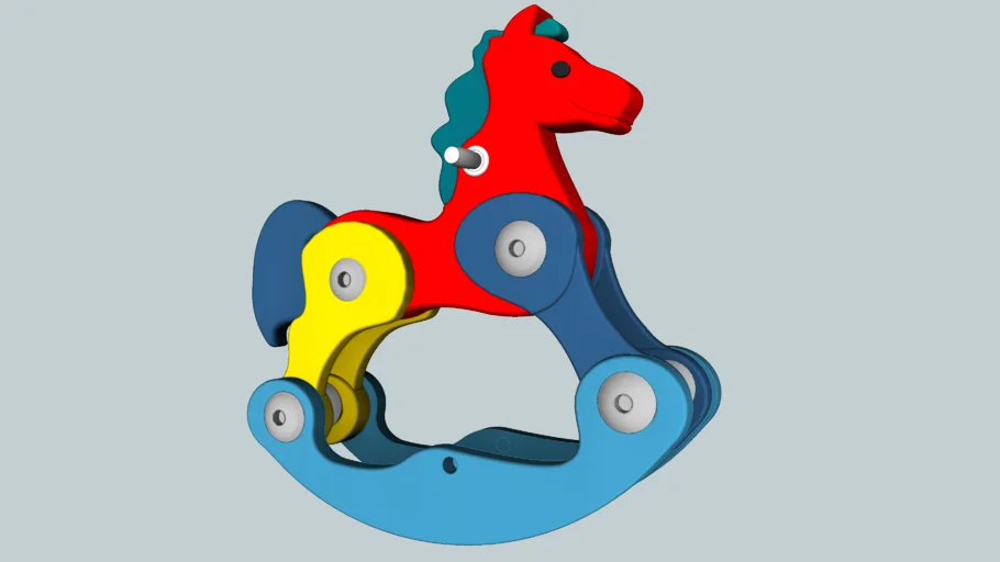 彩色拼接摇马（玩具马）SU模型 SU模型免费下载_sketchup模型