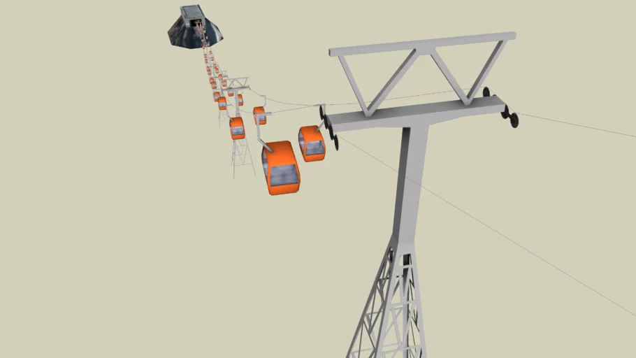 山地索道缆车线路SU模型 SU模型免费下载_sketchup模型