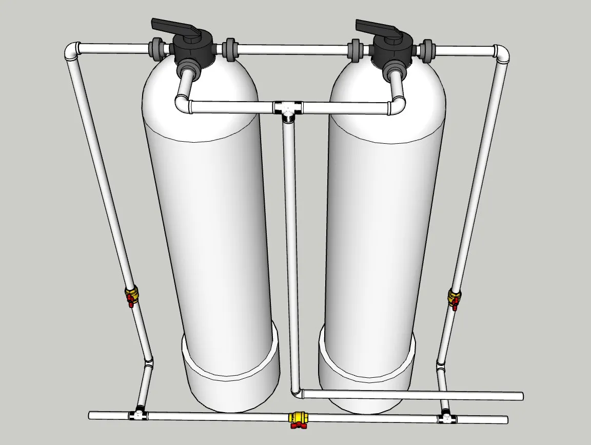 双罐立式水过滤工业设备SU模型 SU模型免费下载_sketchup模型