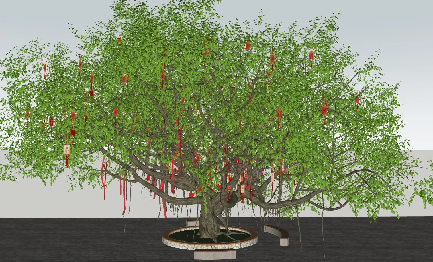 参天古树许愿树大榕树SU模型 SU模型免费下载_sketchup模型