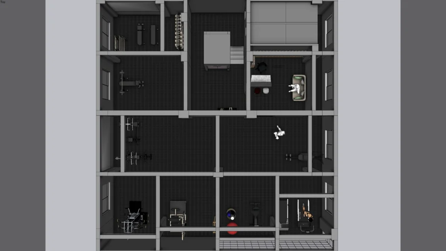 健身房空间SU模型 SU模型免费下载_sketchup模型