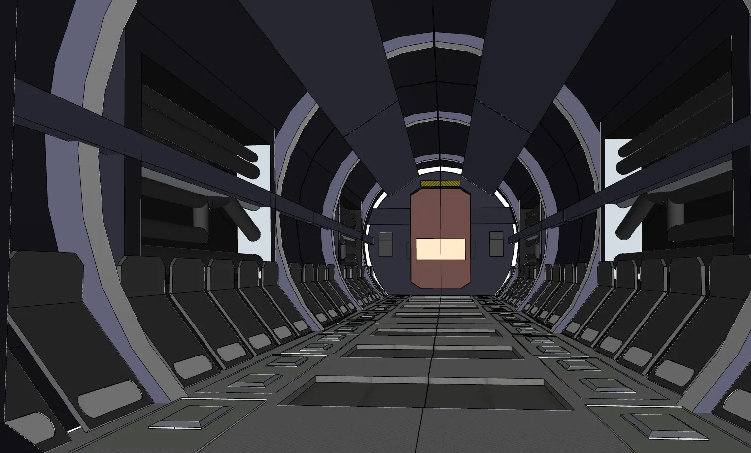 科幻飞船走廊入口SU模型 SU模型免费下载_sketchup模型