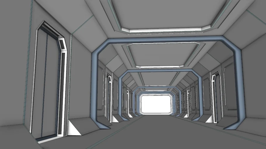 科幻未来走廊SU模型 SU模型免费下载_sketchup模型