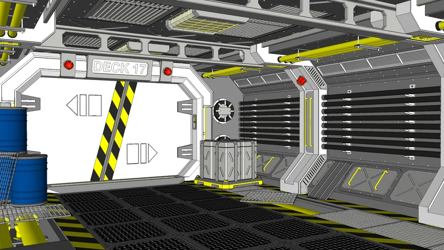 科幻未来飞船走廊SU模型 SU模型免费下载_sketchup模型