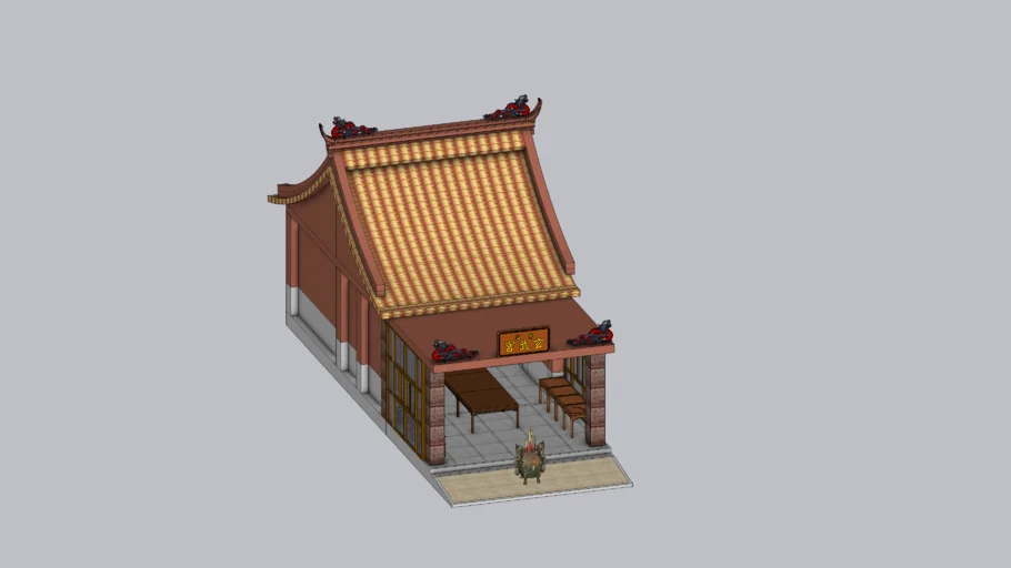 中式传统庙宇(廟宇)殿堂SU模型 SU模型免费下载_sketchup模型