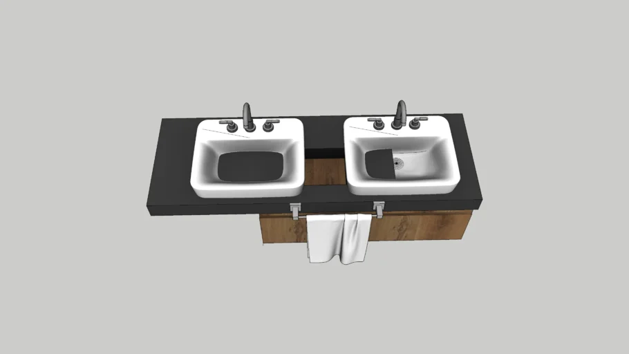 简约双台盆浴室柜SU模型 SU模型免费下载_sketchup模型