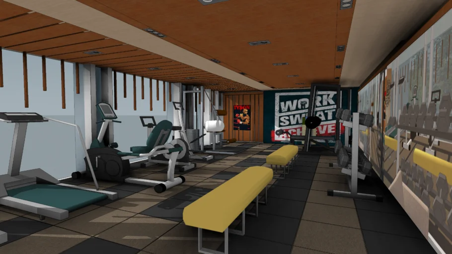 健身房器材跑步机举重SU模型 SU模型免费下载_sketchup模型