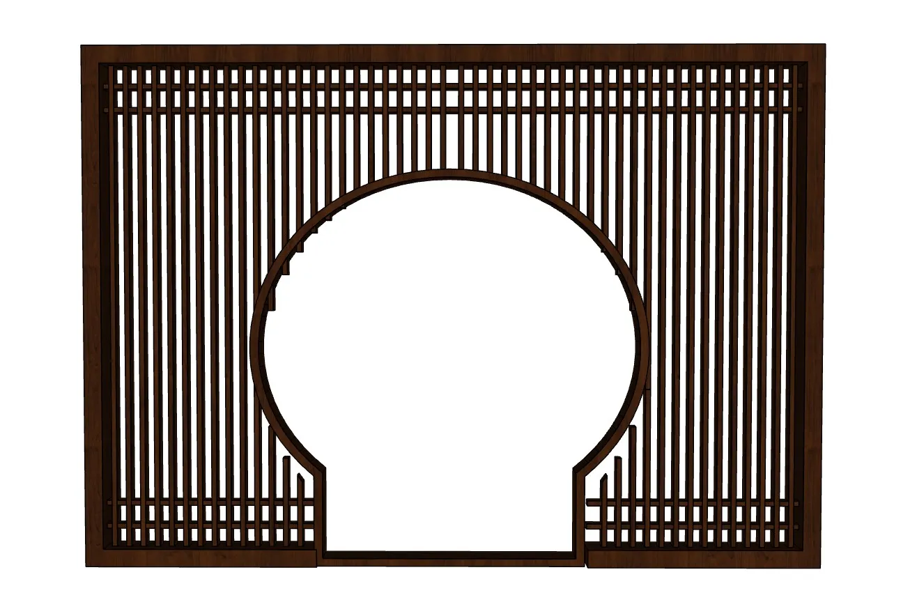 新中式月洞门隔断SU模型 SU模型免费下载_sketchup模型