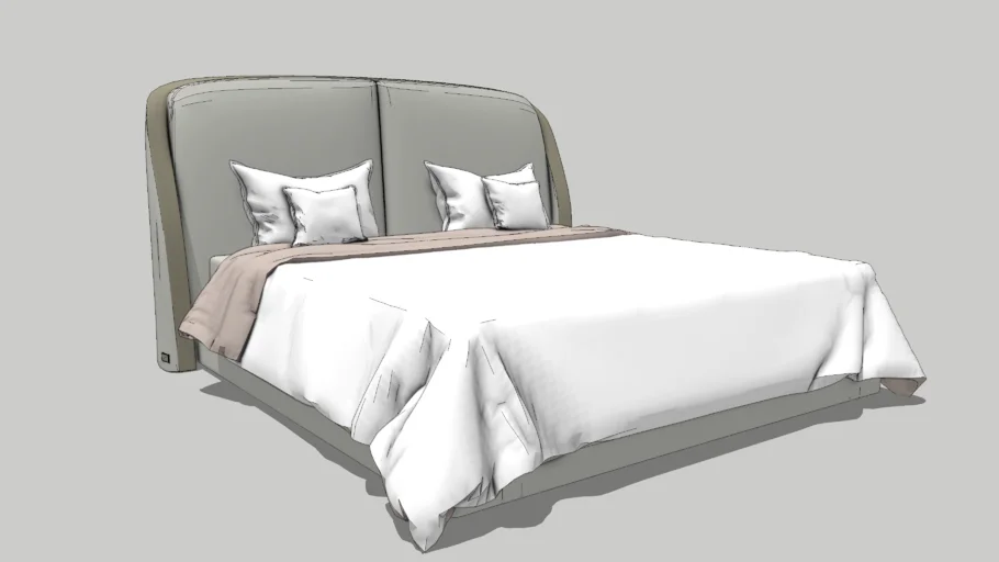 现代轻奢双人床铺卧室家具SU模型 SU模型免费下载_sketchup模型