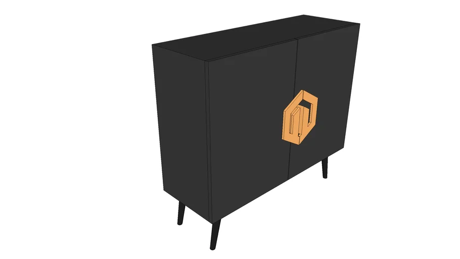 现代轻奢双门高柜SU模型 SU模型免费下载_sketchup模型