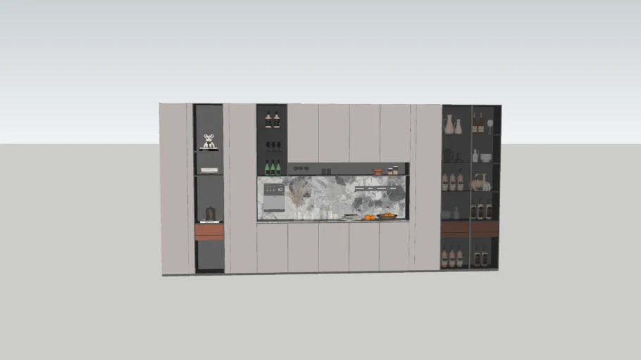 意式轻奢餐边柜的SU模型 SU模型免费下载_sketchup模型