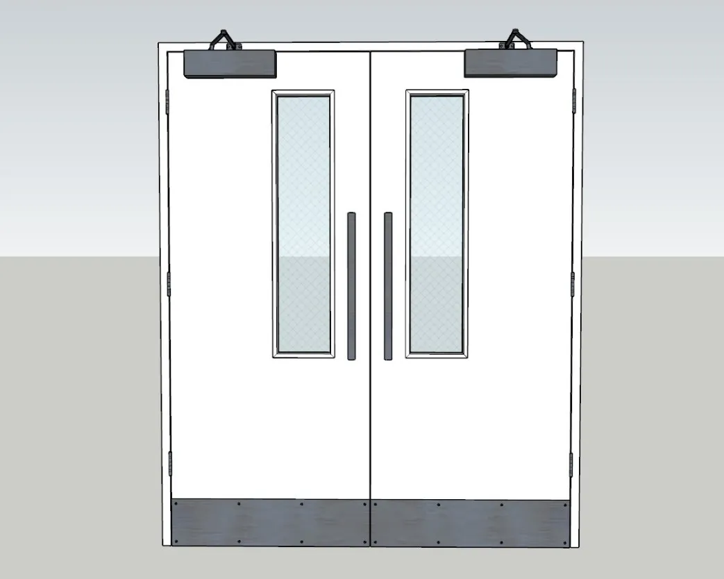 现代玻璃网格双开门闭门器SU模型 SU模型免费下载_sketchup模型