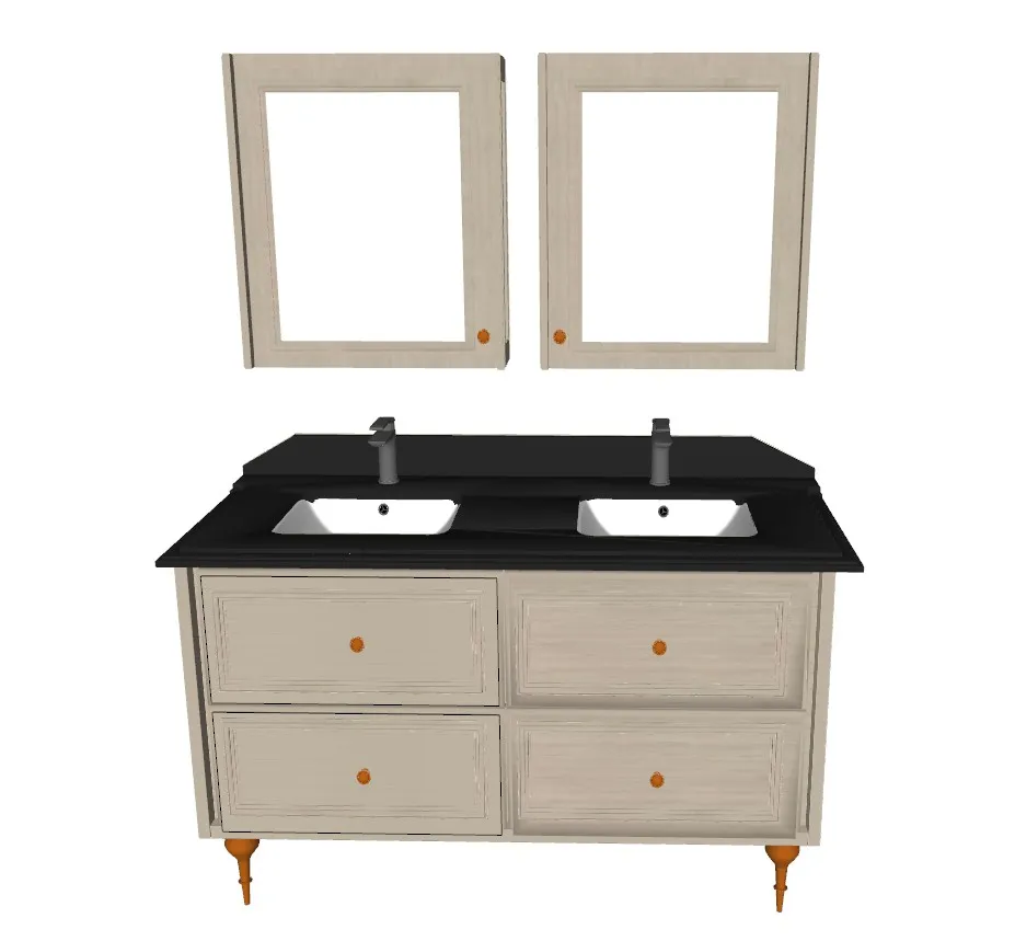 双台盆浴室柜洗漱台SU模型 SU模型免费下载_sketchup模型