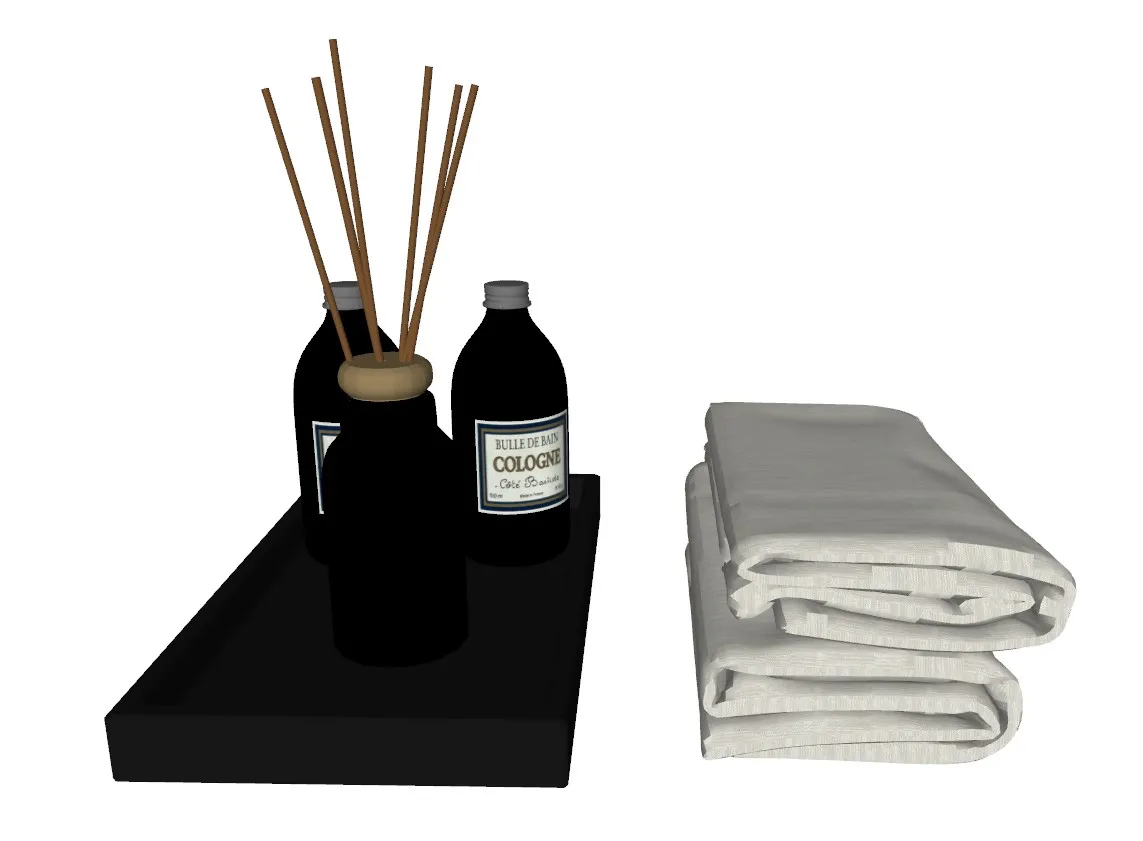 卫浴软装摆件香薰毛巾SU模型 SU模型免费下载_sketchup模型
