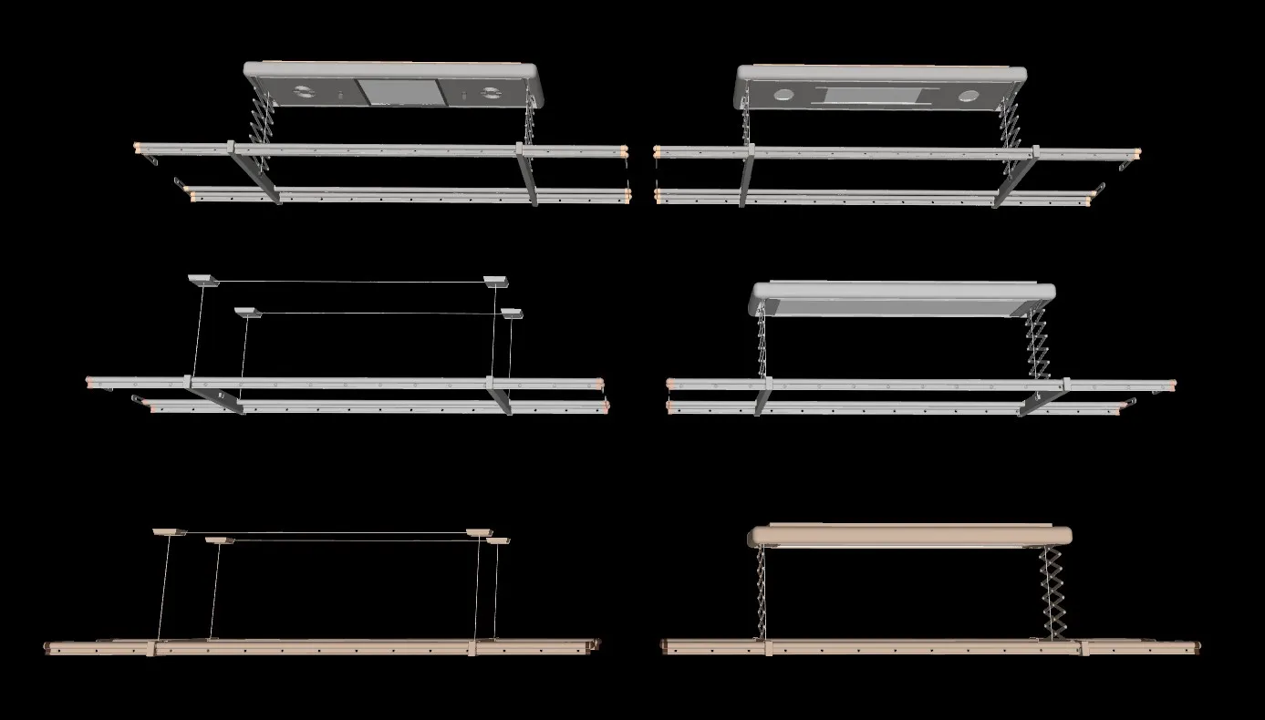 阳台挂架自动晾衣杆晾衣架SU模型 SU模型免费下载_sketchup模型