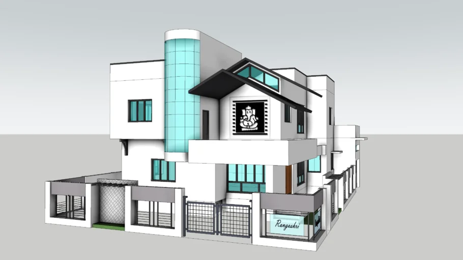 现代印度别墅住宅SU模型 SU模型免费下载_sketchup模型