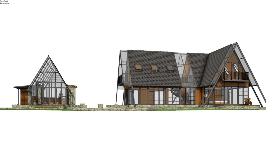 三角屋民宿住宅建筑SU模型 SU模型免费下载_sketchup模型