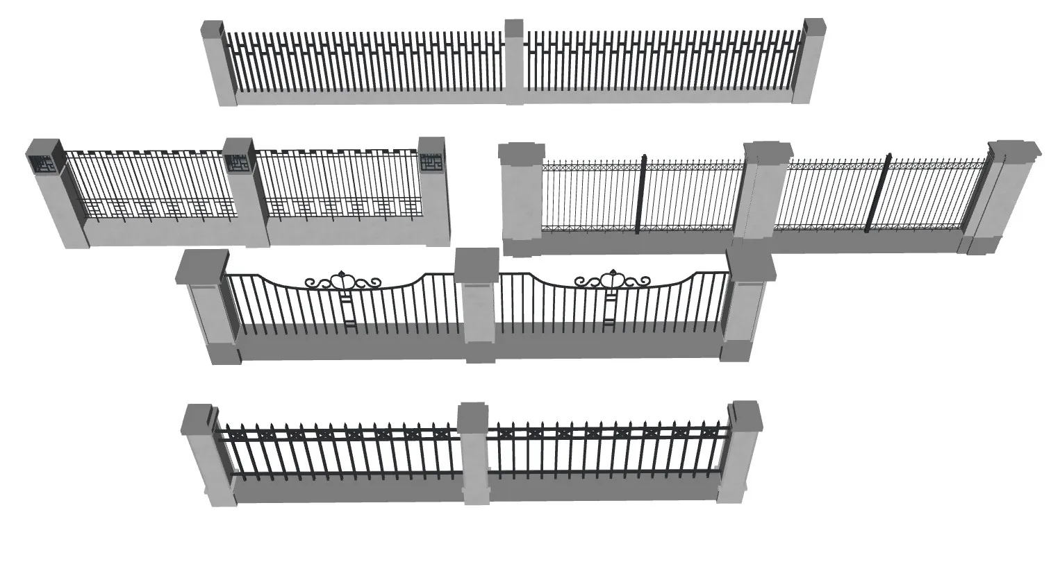 铁艺栏杆别墅栏杆SU模型 SU模型免费下载_sketchup模型