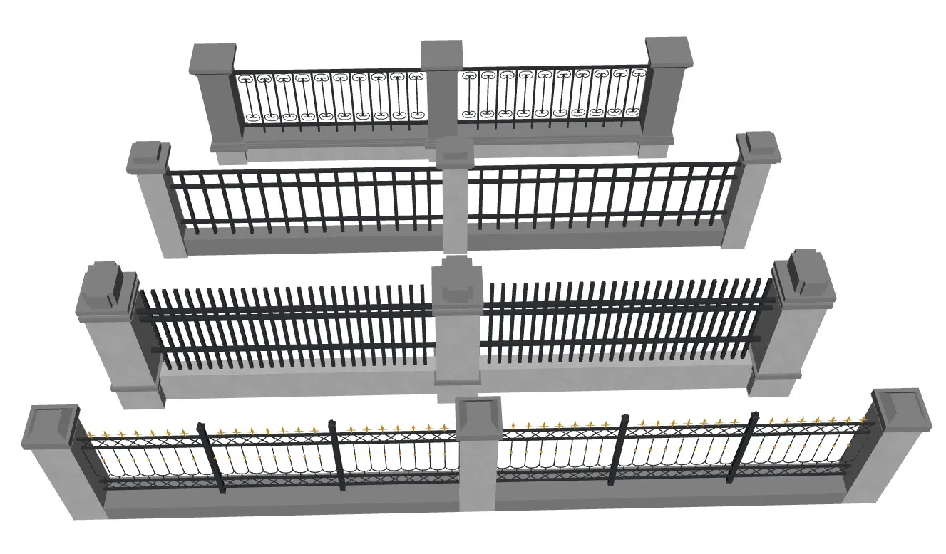 别墅铁艺栏杆SU模型 SU模型免费下载_sketchup模型