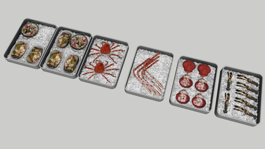 海鲜食材冰盘SU模型 SU模型免费下载_sketchup模型