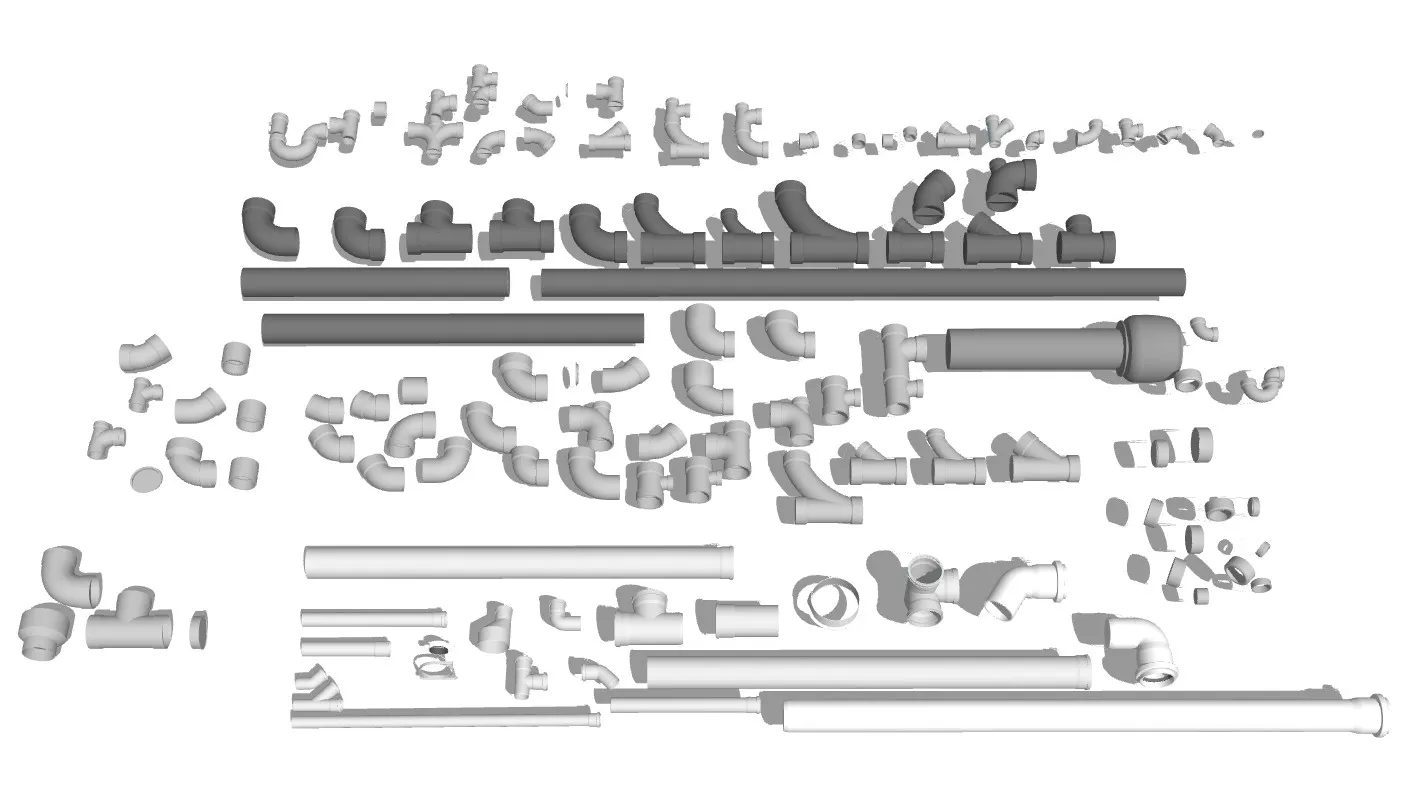 五金排水管道配件SU模型 SU模型免费下载_sketchup模型