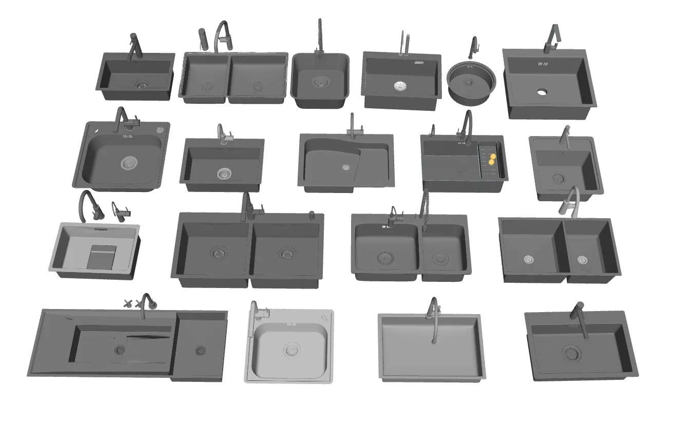 不锈钢水池洗菜池水槽SU模型 SU模型免费下载_sketchup模型