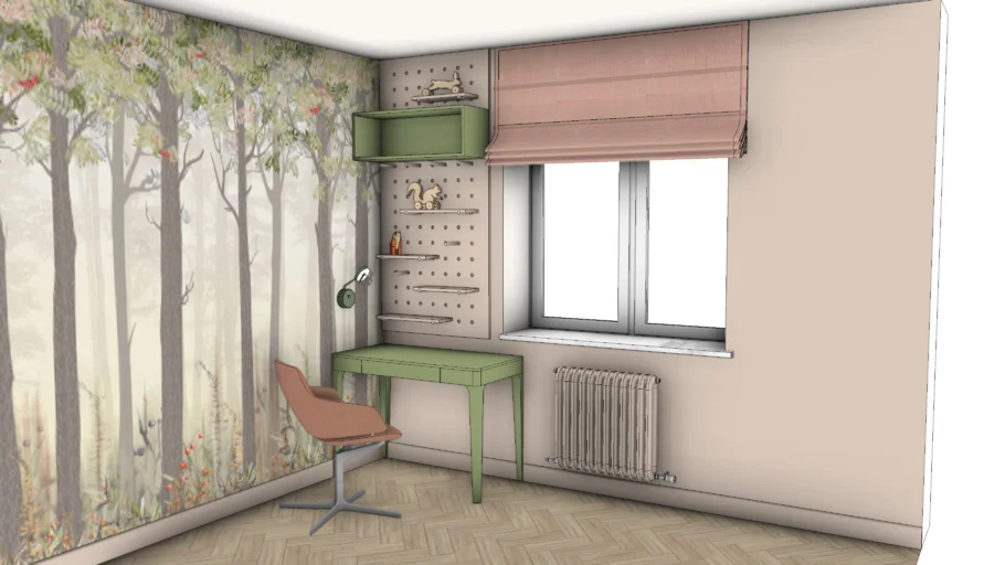 带暖气片的儿童书房SU模型 SU模型免费下载_sketchup模型