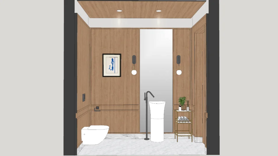 现代轻奢客用浴室SU模型 SU模型免费下载_sketchup模型