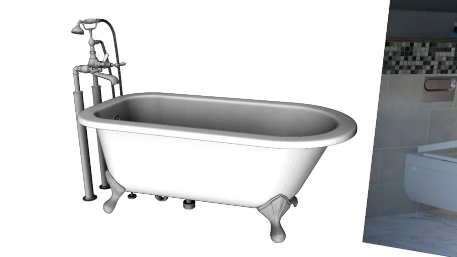 复古独立式浴缸SU模型 SU模型免费下载_sketchup模型