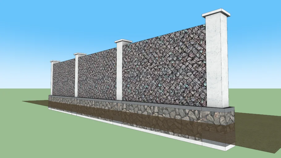 石笼网碎石墙围墙SU模型 SU模型免费下载_sketchup模型