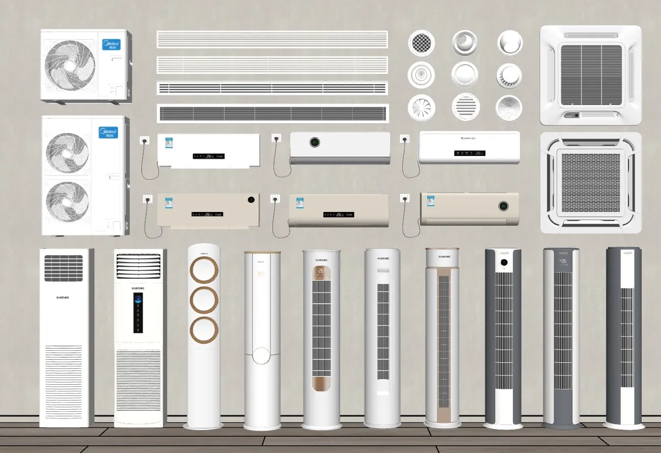 空调内外机集合SU模型 SU模型免费下载_sketchup模型