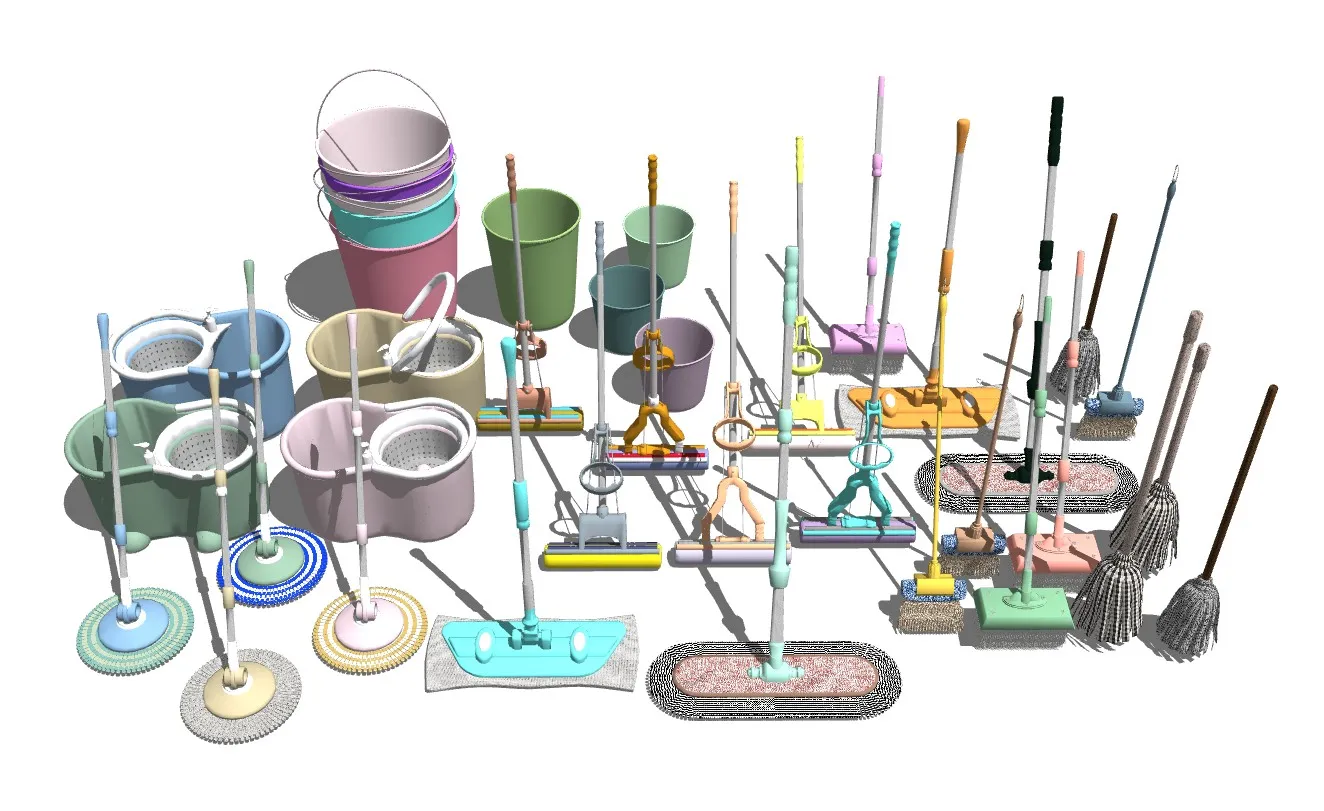 拖把拖布清洁中心保洁工具SU模型 SU模型免费下载_sketchup模型