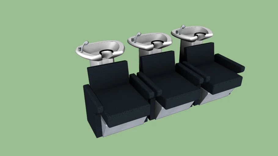 三联式洗头床SU模型 SU模型免费下载_sketchup模型