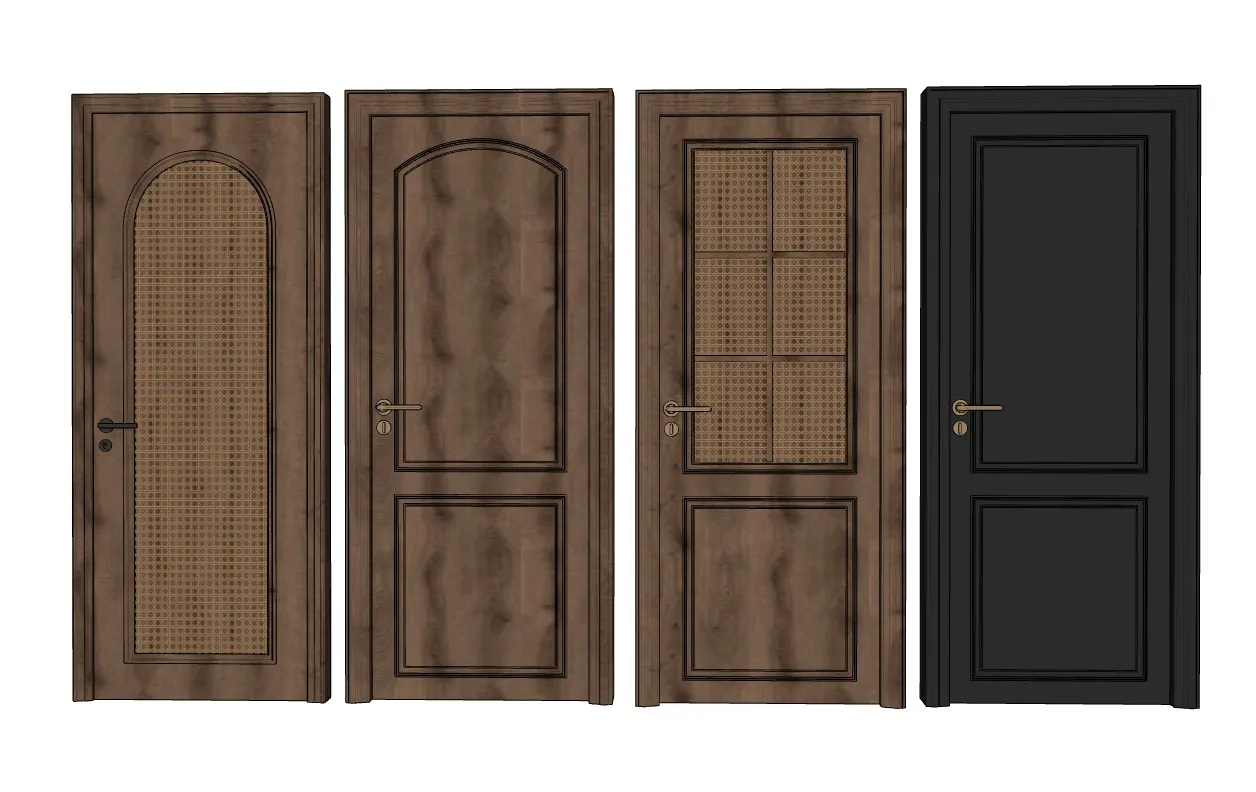 中古风木门su模型 SU模型免费下载_sketchup模型