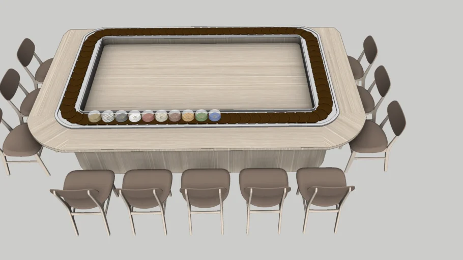 寿司店旋转传菜桌SU模型 SU模型免费下载_sketchup模型