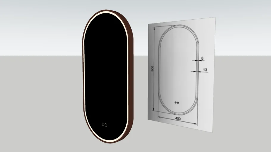 轻奢风椭圆镜子SU模型 SU模型免费下载_sketchup模型