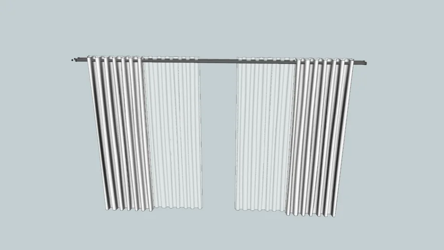 双层垂帘窗帘SU模型 SU模型免费下载_sketchup模型