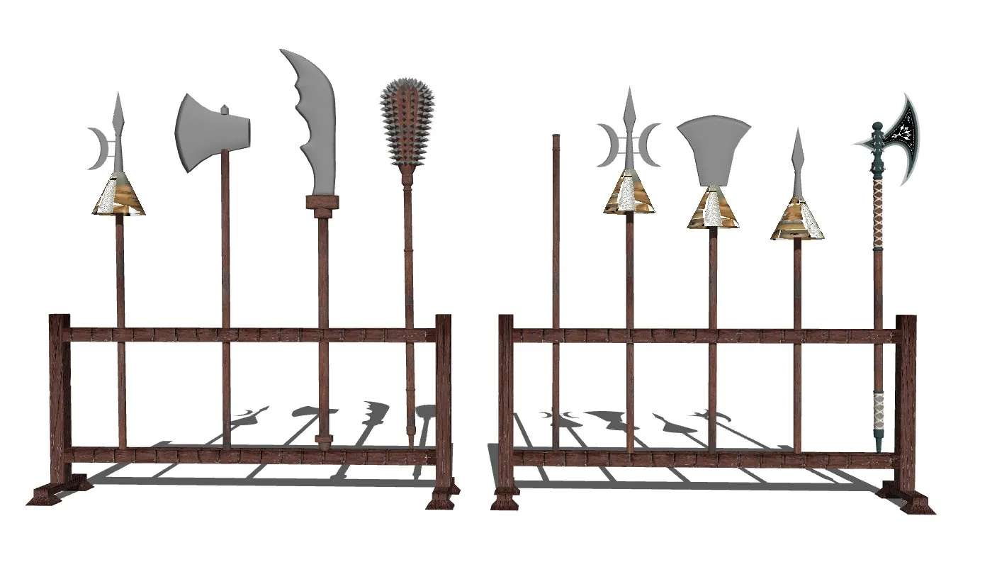 古代中式兵器架SU模型 SU模型免费下载_sketchup模型