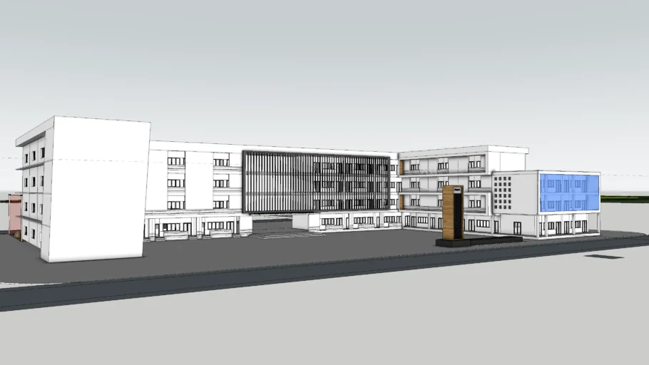现代简约学校建筑SU模型 SU模型免费下载_sketchup模型